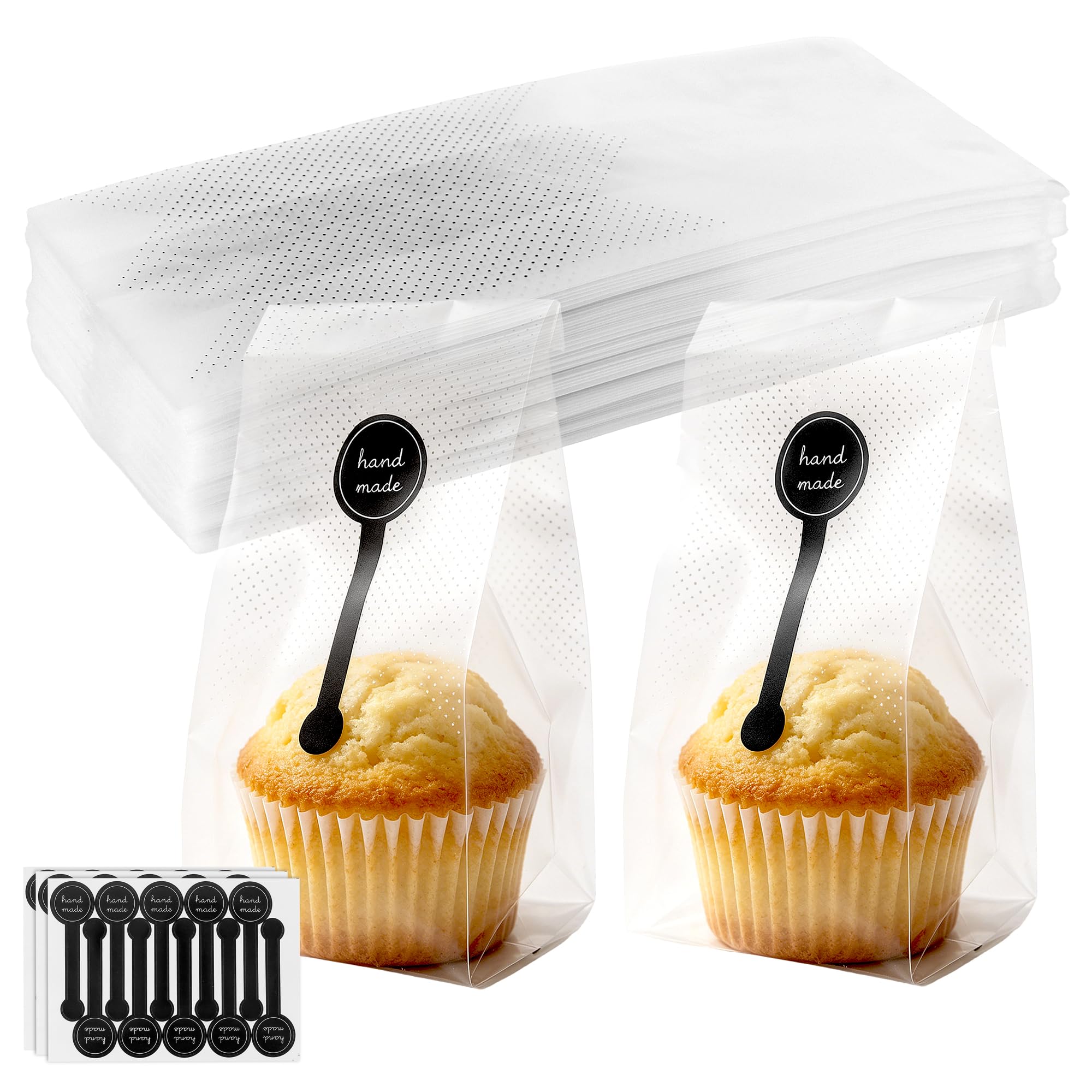 Bolsas de celofán translúcidas MOUYAT para repostería empaquetado de pastelería y snacks caseros