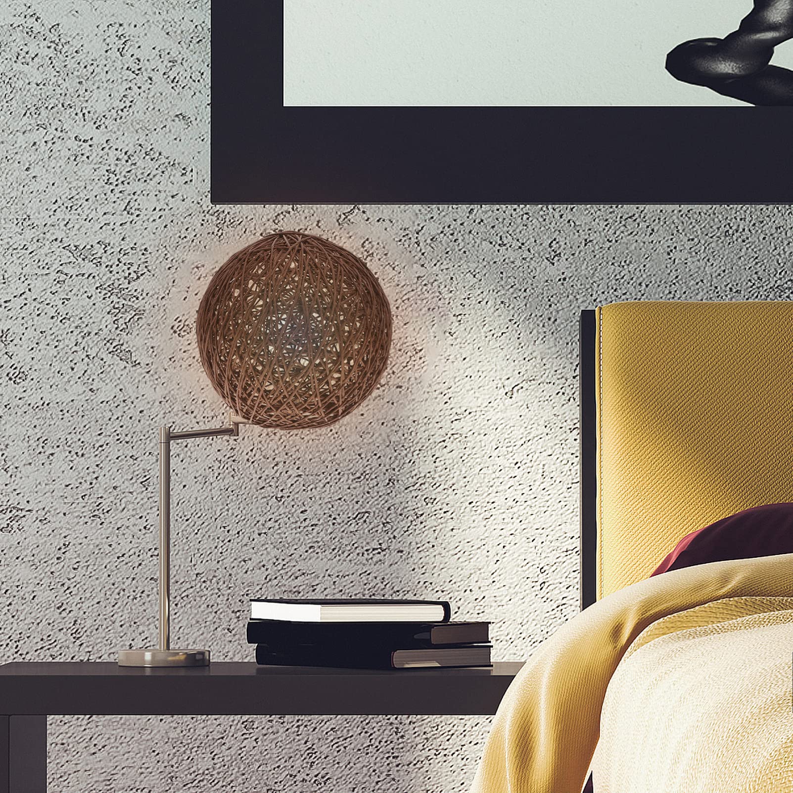 Gadpiparty 3pezzi Lampada Da Soffitto Rattan Paralume Palla Di Copertura Decorativa Per Lampade Da Tavolo Design Rustico Scuro