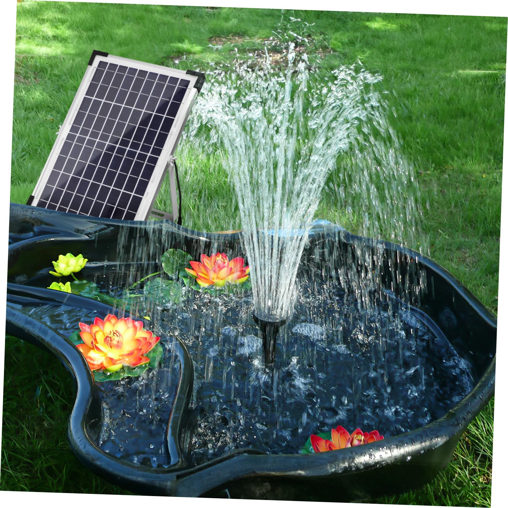 Pompa Fontana Solare 12w in Abs Nera per Giardino Esterno | Capacità 1350l/h, Angoli Regolabili, Costruzione Robusta, Kit Bsv-sp100