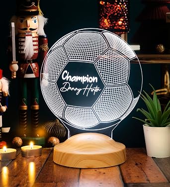 3D LED Lamp for Football Lovers - Football Ball Night Light with Personalized Logo - Gift for Coach, Player and Fans