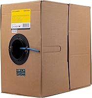 Vista 1 de StarTech.com Cable Ethernet Cat 5e a granel de 1000 pies, trenzado, azul, cable Ethernet a granel, cable Cat 5 azul, 1000 pies, TAA (WIRRJ45BLRL)