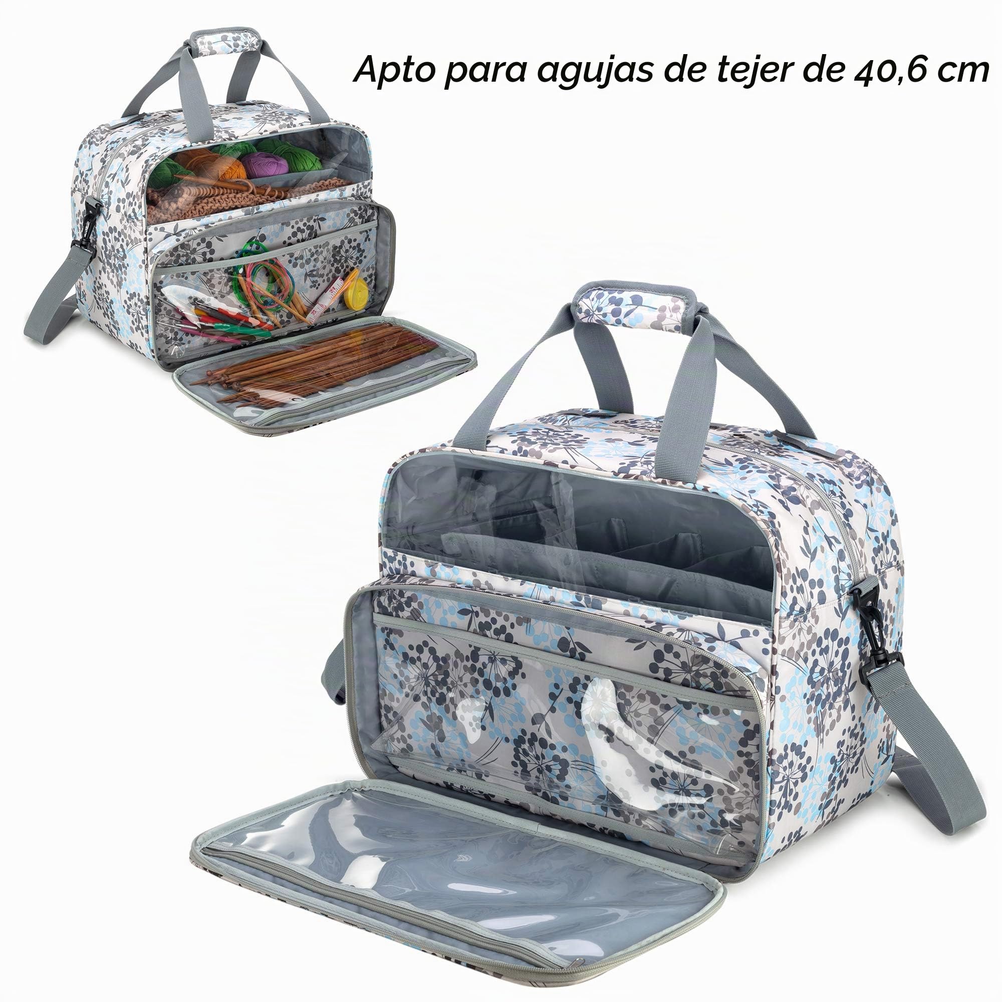 Teamoy Bolso para Ovillos, Organizador para Lanas, Bolsa Almacenamiento para Ovillos de Hilos, Ganchos de Ganchillos y Otros Accesorios de Tejer, Diente de León (Patente Pendiente)