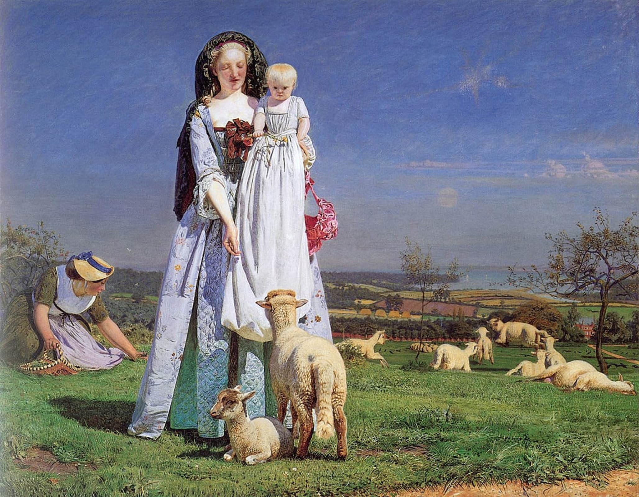 ARTXLXXBN Famous Prints Artwork Pictures Poster Painting Art the Pretty Baa-lambs by Madox Brown Artwork Landscape Pictures for Home Decor 60x90cm