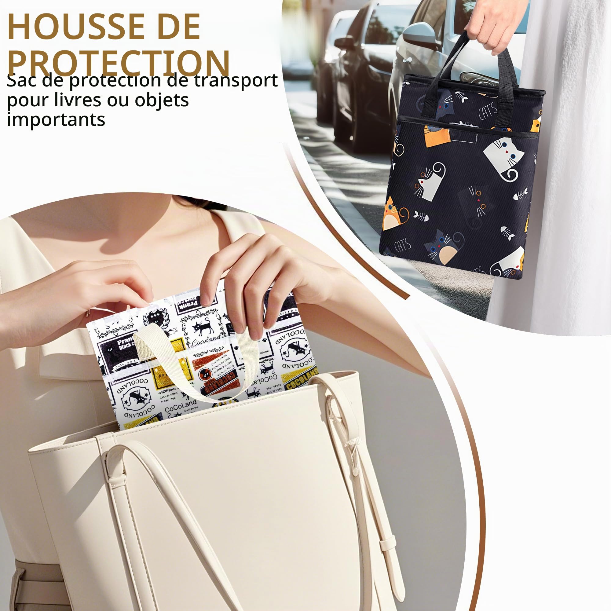 Likesing Pochette Livre Tissu Imperméable avec Fermeture Eclair 31 x 26 cm