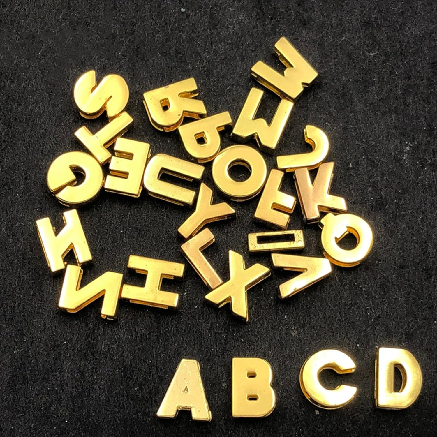 130 PCS A-Z Full Rhinestones Charms 8MM Slide Alphabet Crystal Letters for DIY Slide Wristbands Bracelets,Hair Clips,Jewelry Making Charms(130PCS Gold 8mm) - Image 4