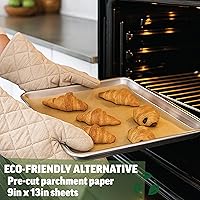 Vista 2 de Zenlogy 9x13 Parchment Paper (200 sheets) - Unbleached, High Heat, Non-stick, Pre-cut Baking Paper for Quarter Sheet Pans - Great for Baking