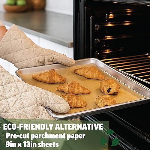 Miniatura 9 de Zenlogy Papel pergamino de 10 x 15 pulgadas (100 hojas), sin blanquear, de alto calor, antiadherente, precortado para sartenes de gelatina, ideal