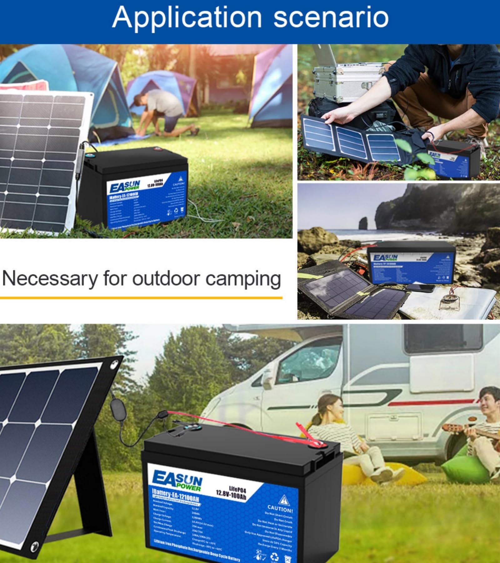 POWLAND Batteria LiFePO4 12V 100Ah con Oltre 6000 Cicli di Profondità,Batteria Litio 12V e di Protezione BMS e Schermo LED，Perfetta per Marine, Pannello Fotovoltaico, Casa (12V 100AH)
