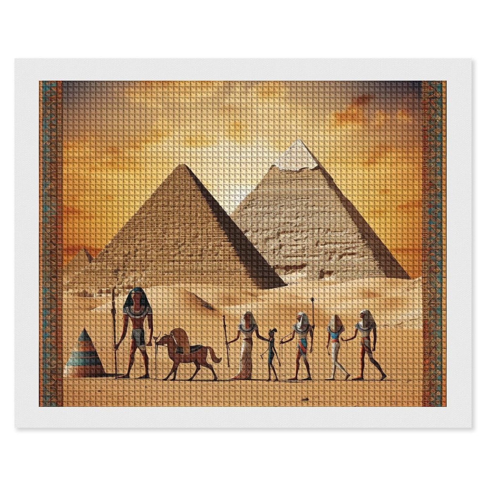 Ancient Egypt Diamond Art Kits for Adults, DIY 5D Diamonds Painting Kits for Beginner, Round Full Drill Diamond Dots Painting, 16"x20" Diamonds Pictures Gem Art and Crafts Wall Decor
