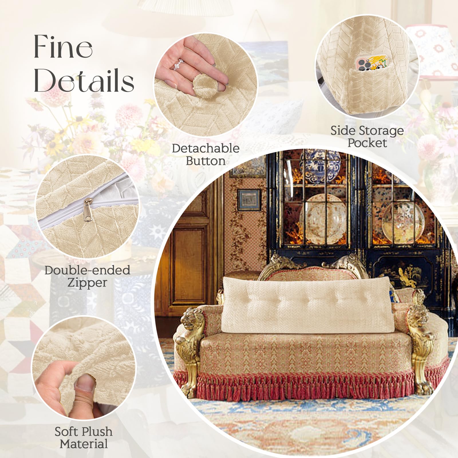 Almohada triangular grande para cabecero de cama, soporte de espalda, respaldo y posicionamiento, almohada de lectura para sentarse con funda extraíble