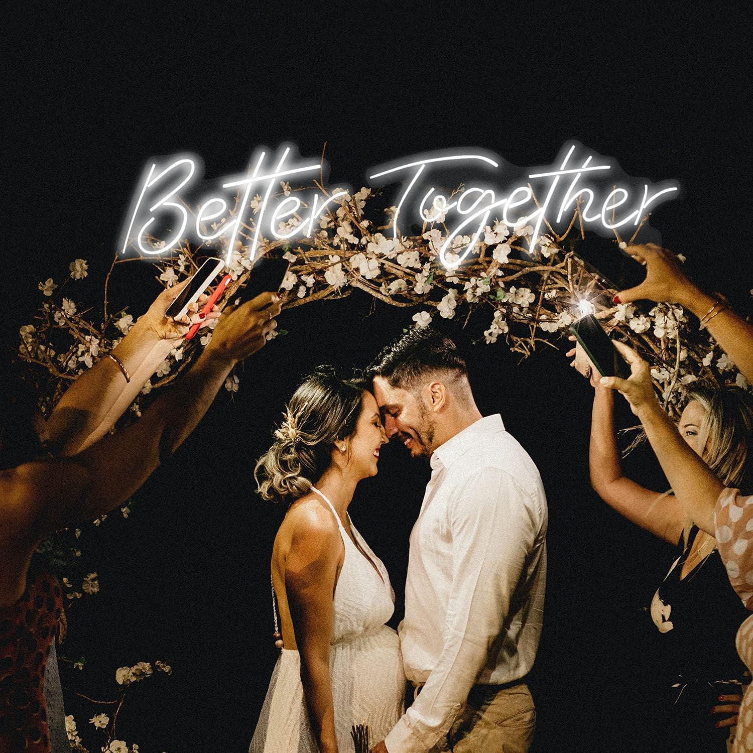 Large Better Together Neon Sign with Remote,24 * 10 +17 * 9 Inch Large Wedding Decor, Engagement Party Decorations and Bridal Shower party, Power adapter included