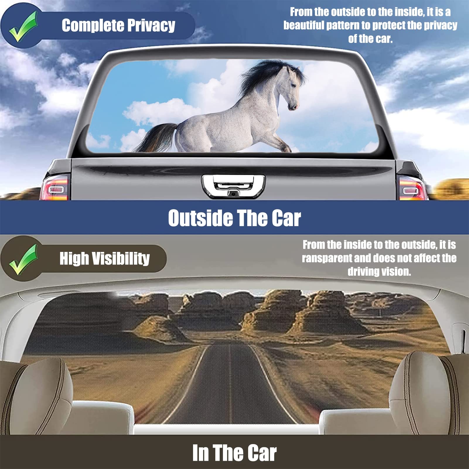 WOKEZ Truck Decal Decal Decal Horse Decorated Car Decals Decals Adesile per Cavalli per Cavallo Adatta SUV, Furgone, Camion, Auto, Raccolta,165x56cm