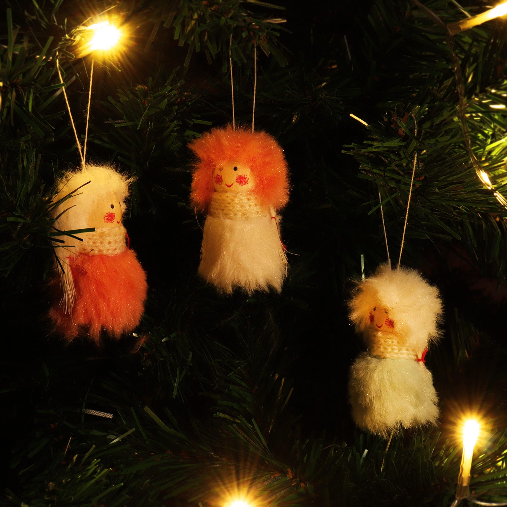 COM-FOUR Weihnachtsmann Anhänger Set - 8x Skandinavische Wichtel Für Christbaum Deko