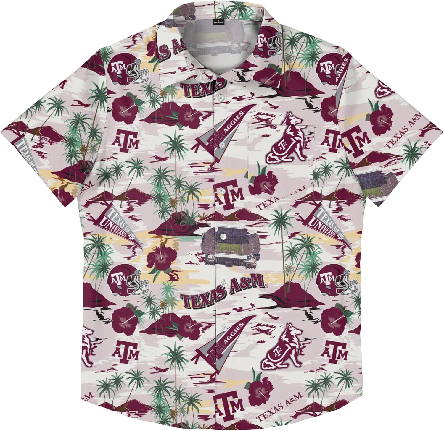 FOCO NCAA Mens NCAA College Team Logo Floral Tropical Thematic Stadium Print Button Up Shirt - Image 4