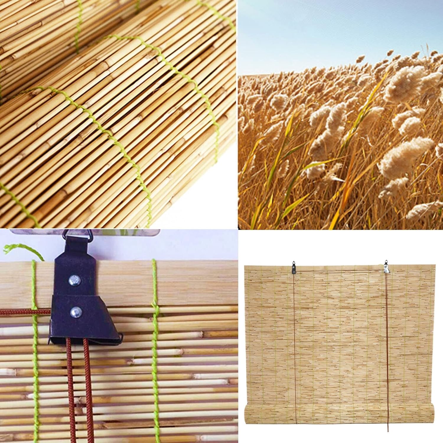 Amazon｜天然の葦のカーテン 屋内と屋外の窓すだれ 調光 ロールスクリーン リフト装置付き、和風 竹製ローラーブラインド・シェード 日焼け止め  遮光 目隠し 防水 通気性 窓/ドア/中庭/バルコニー 屋外 日よけ シャッター (Size : 幅140 x 高さ350 cm)｜ロールスクリーン  ... 天然の葦のカーテン、する 日よけ 竹すだれ、手織りリードカーテン、竹製ローラーブラインド 防水 通気性、日焼け止め、リフト装置付き、