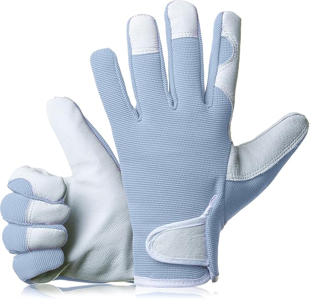GardenersDream Gardening/Work Gloves - Comfy Slim-Fit Leather - Arctic Blue