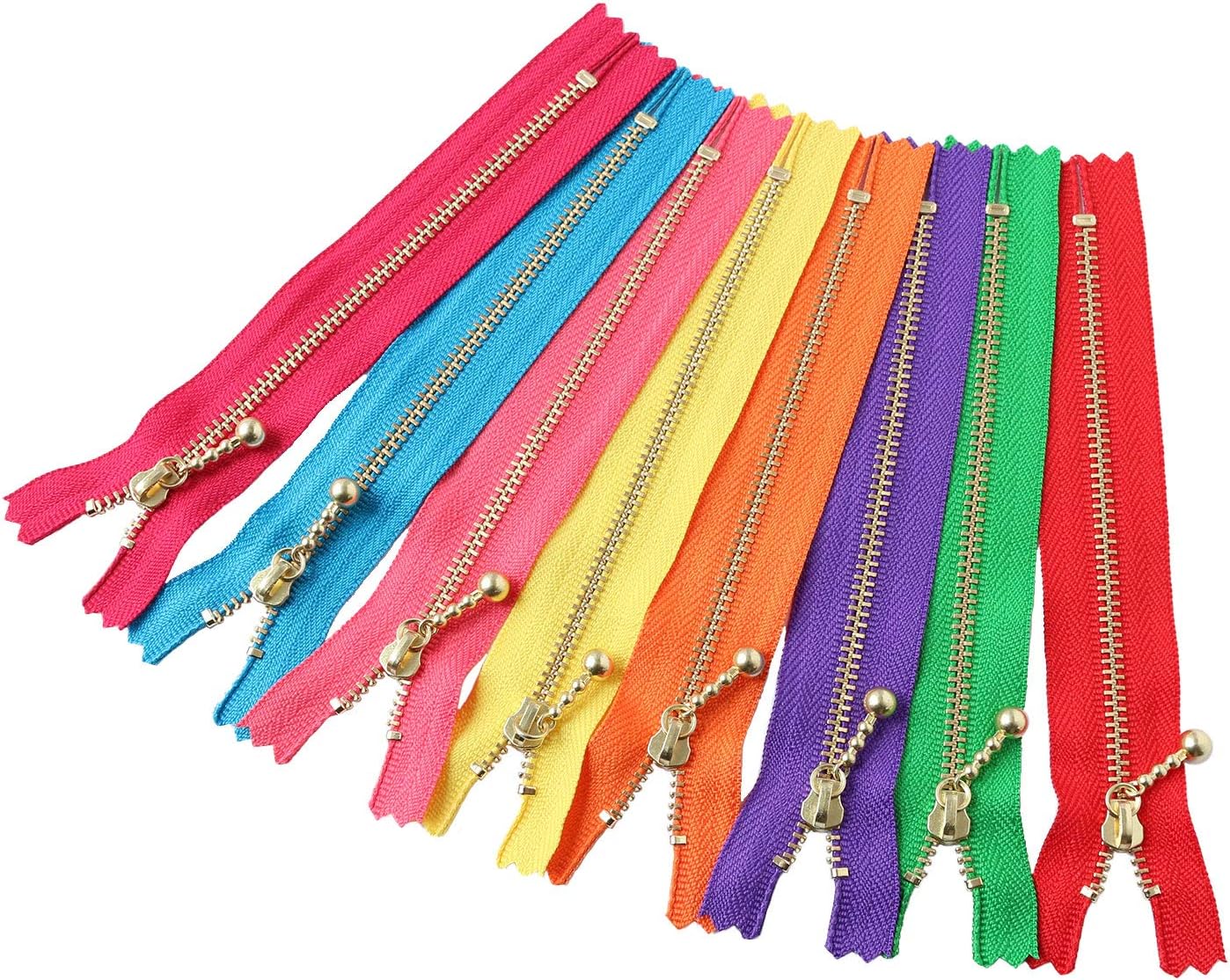 Y.K.K 3G14-131 Zipper with Ball, Gold, 5.5 inches (14 cm), 10 Pieces, Lemon Yellow