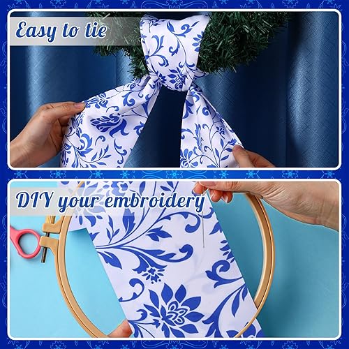 Miniatura 4 de VitalCozy Cinta de corona para puerta delantera, corona de satén para corona, bordado, monograma, accesorios de corona de Navidad, fiesta, patio,