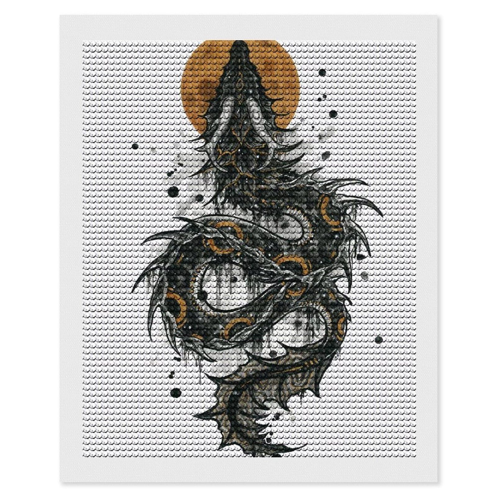 Junmoney Bakunawa Diamond Painting Canvas Set 16"x20", Boho Decor, for Craft Lovers, Easy Handmade Project, Holiday Gift Idea