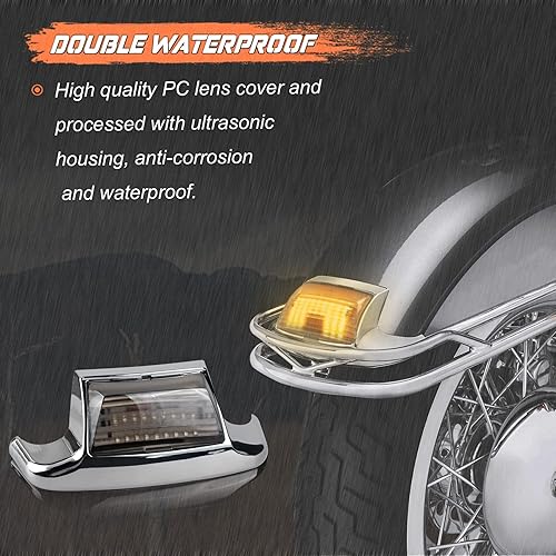 Miniatura 3 de NTHREEAUTO 2 luces traseras para guardabarros delanteros y traseros ahumados LED compatibles con Harley Road King Electra Glide Ultra Classic