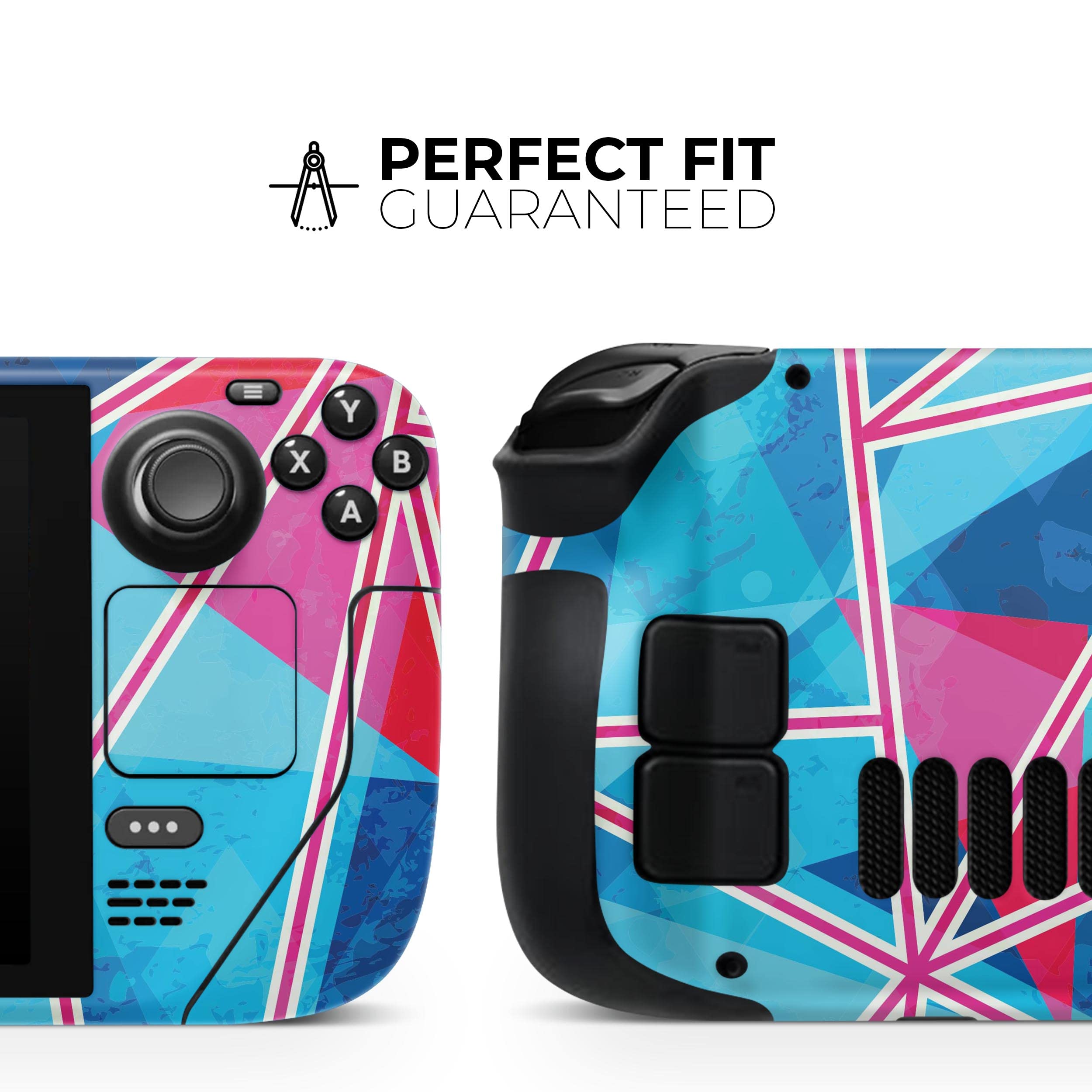 Design Skinz - Compatible with Steam Deck - Skin Decal Protective Scratch-Resistant Removable Vinyl Wrap Cover - Vivid Blue and Pink Sharp Shapes