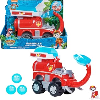 Paw Patrol Patrulla Canina - Jungle Pups: Coche de Elefante Deluxe con Lanzador de Proyectiles y Figura Marshall - Patrulla Canina Juguetes - Juguetes Niños 3 Años + - Regalo Niño 3 Años +