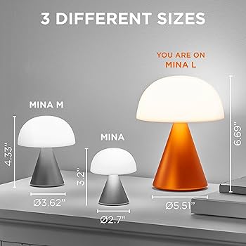 Lexon Mina L Mushroom Lamp - 9 LED Color Table Lamp for