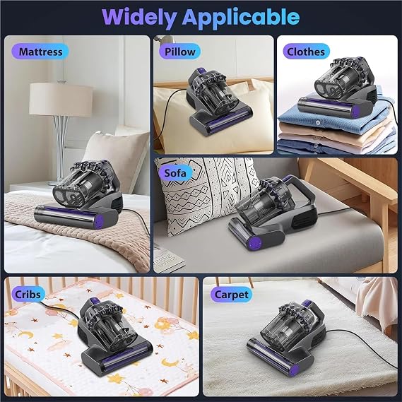 Mattress Vacuum Cleaner, Mattress Vacuum Cleaner, 16Kpa Bed with 253.7nm 145F Heat, HEPA Filter & Ultrasonic for Beds, Sofas, Car Seats