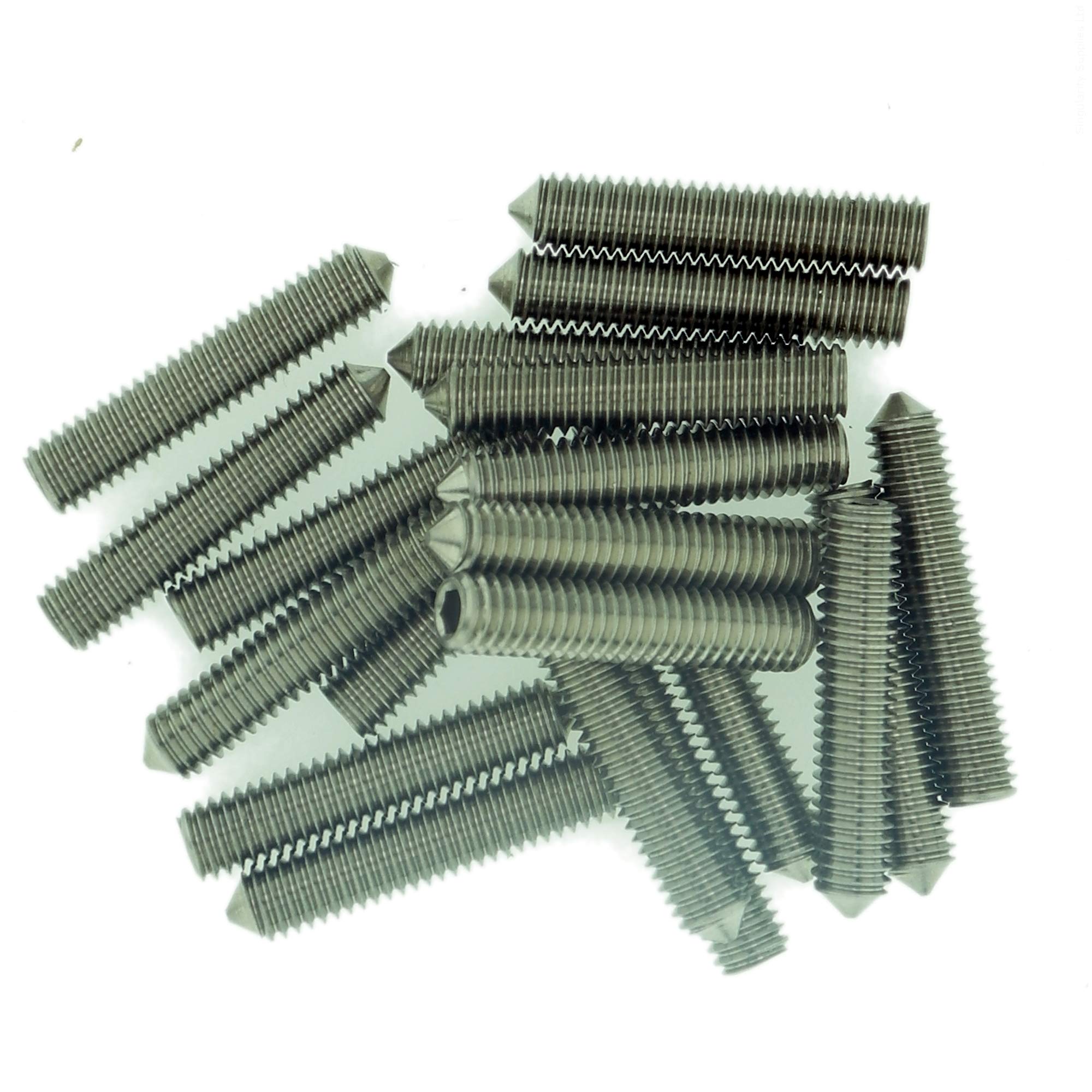 Singularity Supplies M4 (4Mm X 10Mm) Hex Socket Grub Screw (Cone Point) - Stainless Steel (A2) (Pack Of 20)