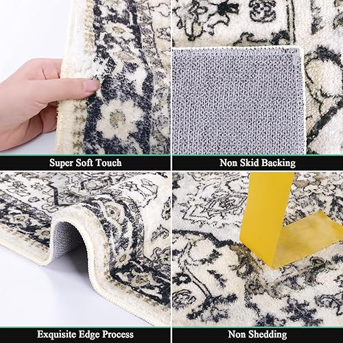 Miniatura 4 de HEBE - Alfombra bohemia de pasillo de 2 x 10 pies, estilo vintage, suave, lavable, alfombra de camino de cocina, alfombra de lavandería para granja,