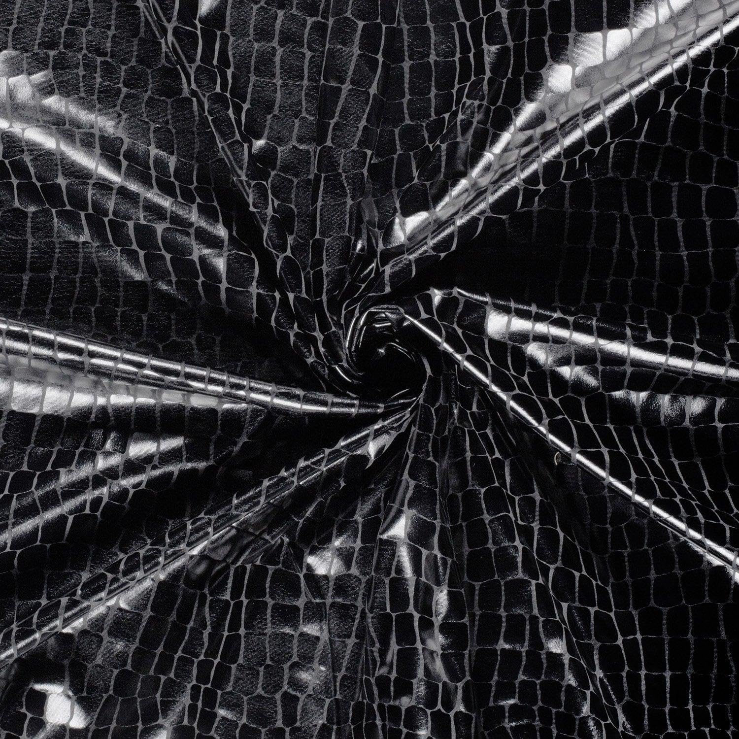 Spandex Dance Lame Foil Crocodile Fabric Material Black 1MTR