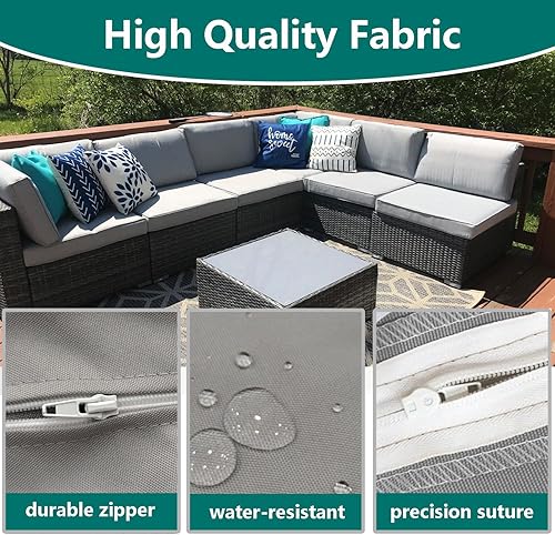 Miniatura 4 de FLYMEI Fundas para cojín de patio, fundas de cojín de repuesto para exteriores, resistentes al agua, con cremallera, fundas de cojín para muebles de