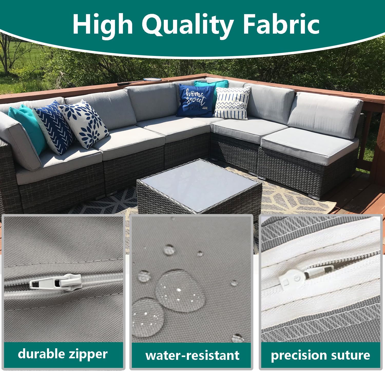 Housses De Coussin Extensibles Pour Salon De Jardin - 3 Pièces Gris, Taille Siège (Longueur 50-65cm)