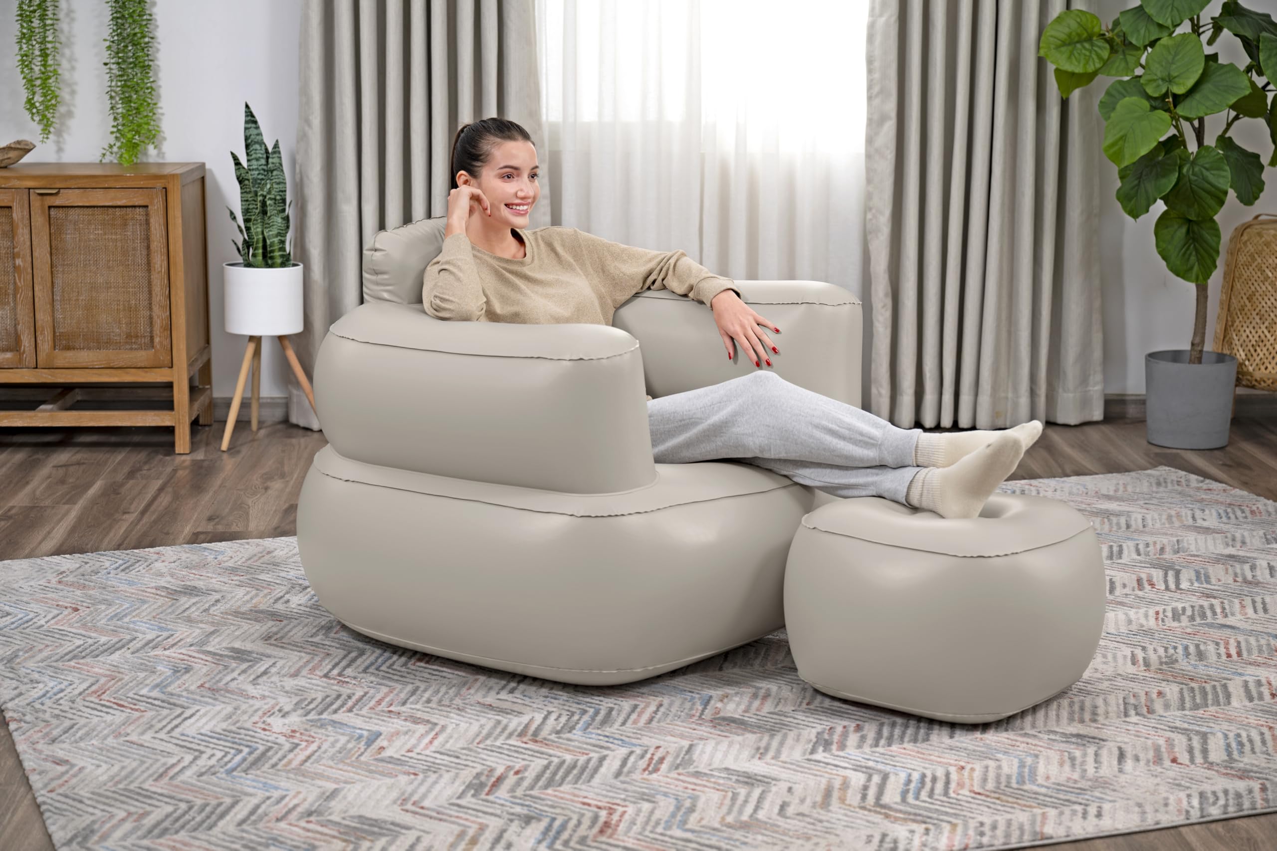 Bestway Fauteuil conflable Comfi Cube - 107 cm x 99 cm x 80 cm - Vert - Gris