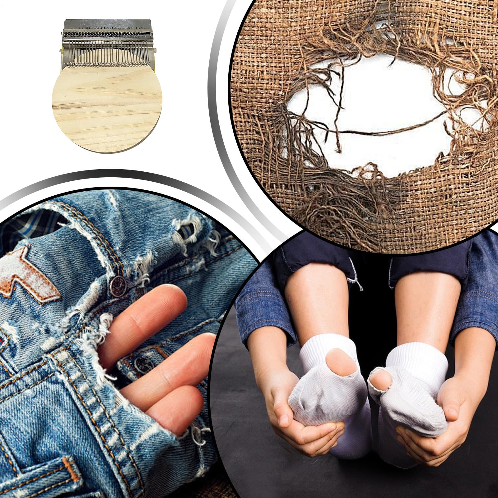 Genérico Kit de Parches para Tejer, Insumos para Coser Parches Pequeños, Kit de Telar de Tejer para Principiantes, Para Ropa Calcetines Jeans Proyectos de Arte con Labores de Ganchillo y Bordado