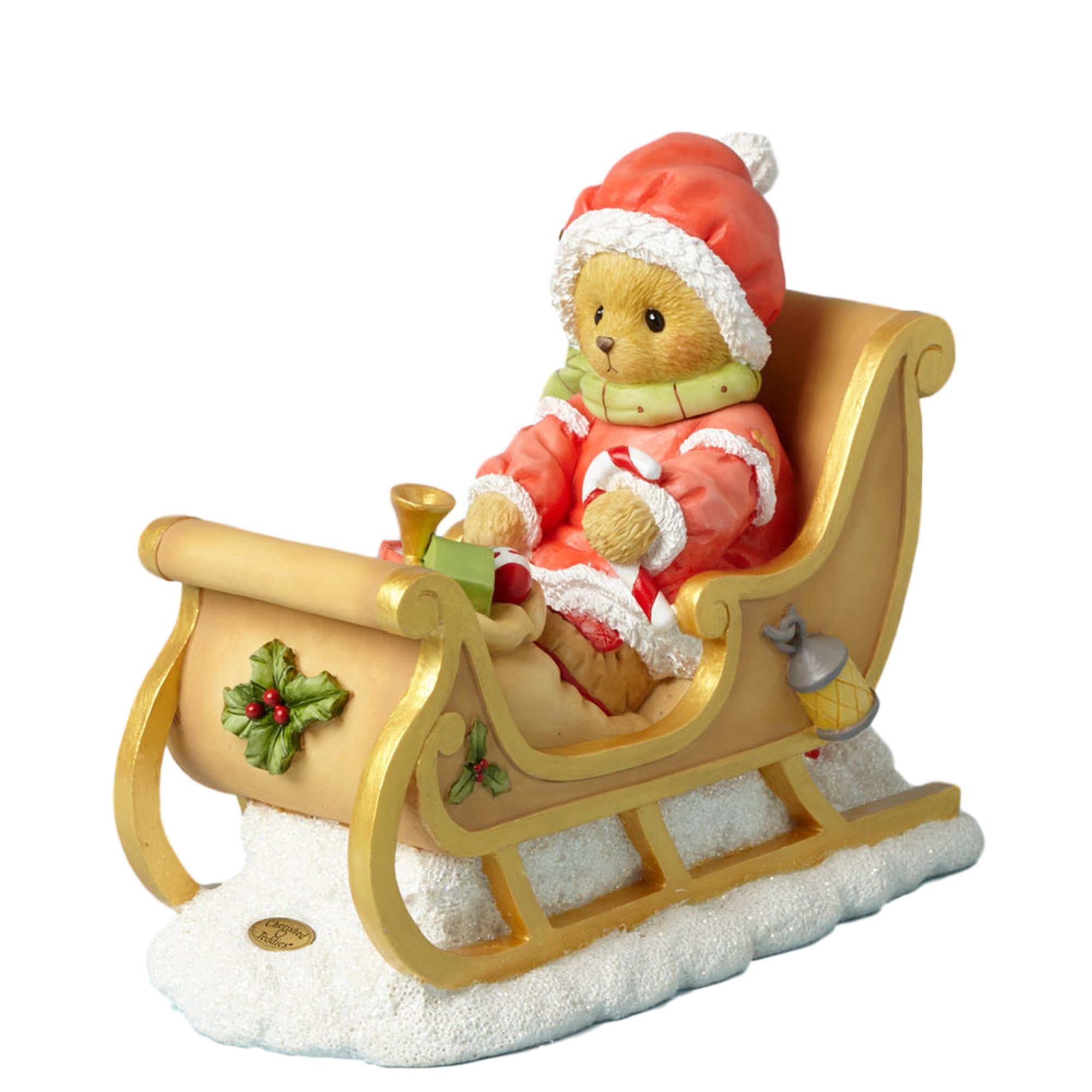 Cherished Teddies スノーベアと熊 そりに乗った冬のクリスマスフィギュア