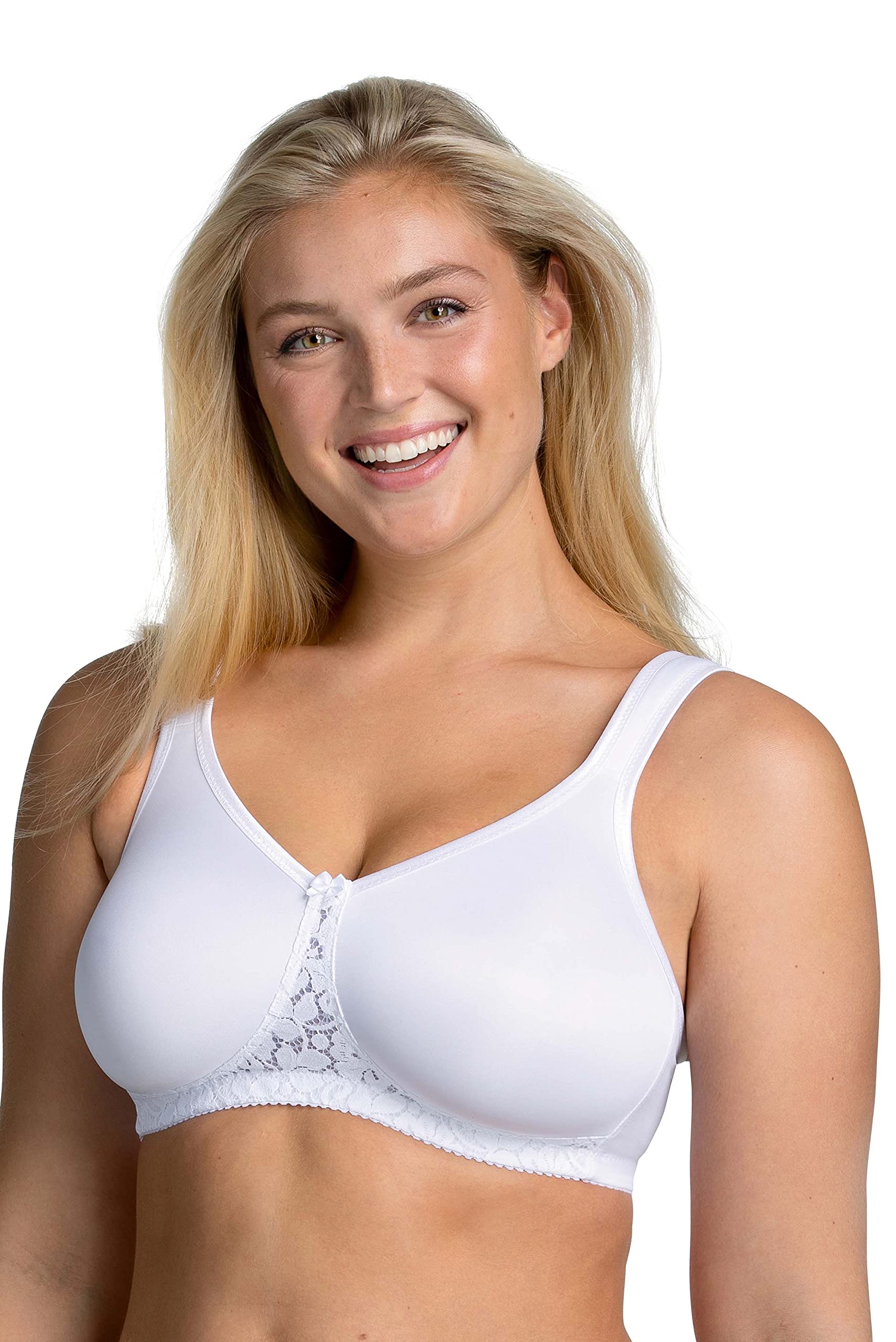 Miss Mary of Sweden Smooth Lacy Non-wired T-shirt Bra, White, Size 42D, Women