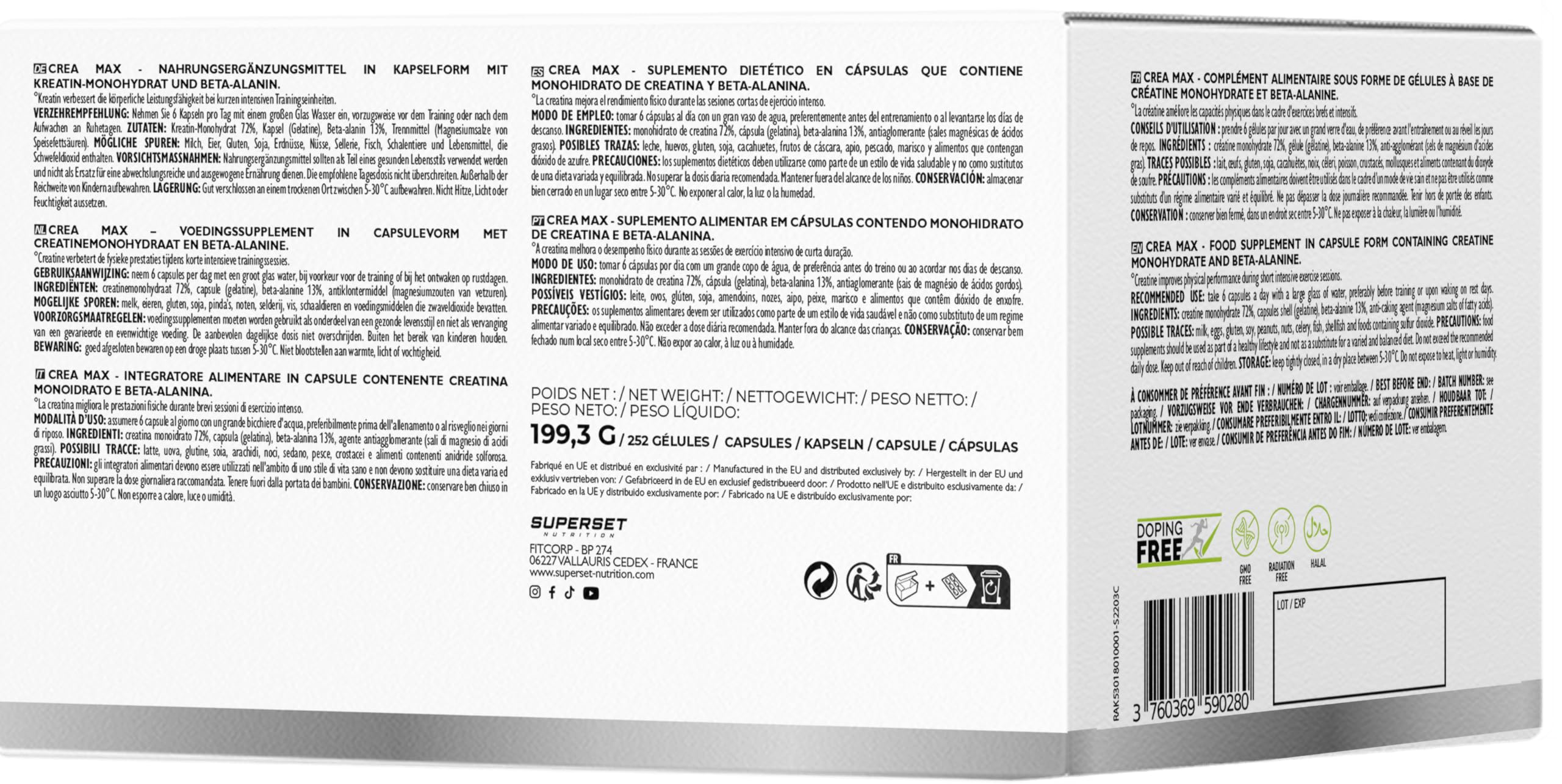 Programme Prise de Muscle Sec Confirmé - 100% Whey Proteine Advanced 2kg Chocolat - No Pump Xtreme Pina Colada - Créa Max