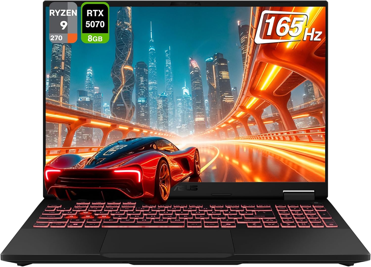 ASUS TUF A16 Copilot+ Gaming Laptop, AMD Ryzen 9 270, 64 GB DDR5 RAM, 4 TB PCle SSD, 16″ FHD+ (1920×1200) 165Hz Display, Nvidia G-Force RTX 5070, 1-Zone RGB Keyboard, W11 Home, Jaegar Gray
