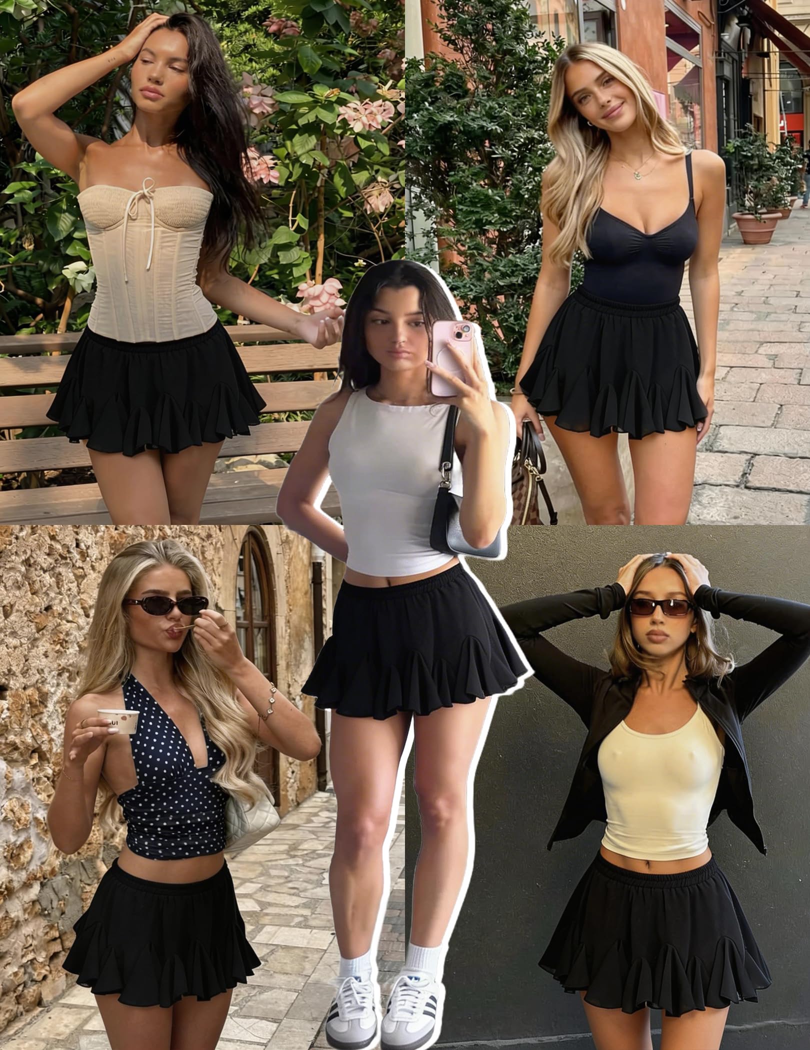 Avildlove Jupe Patineuse plissée pour Femme Taille Haute évasée - Noir - Taille M