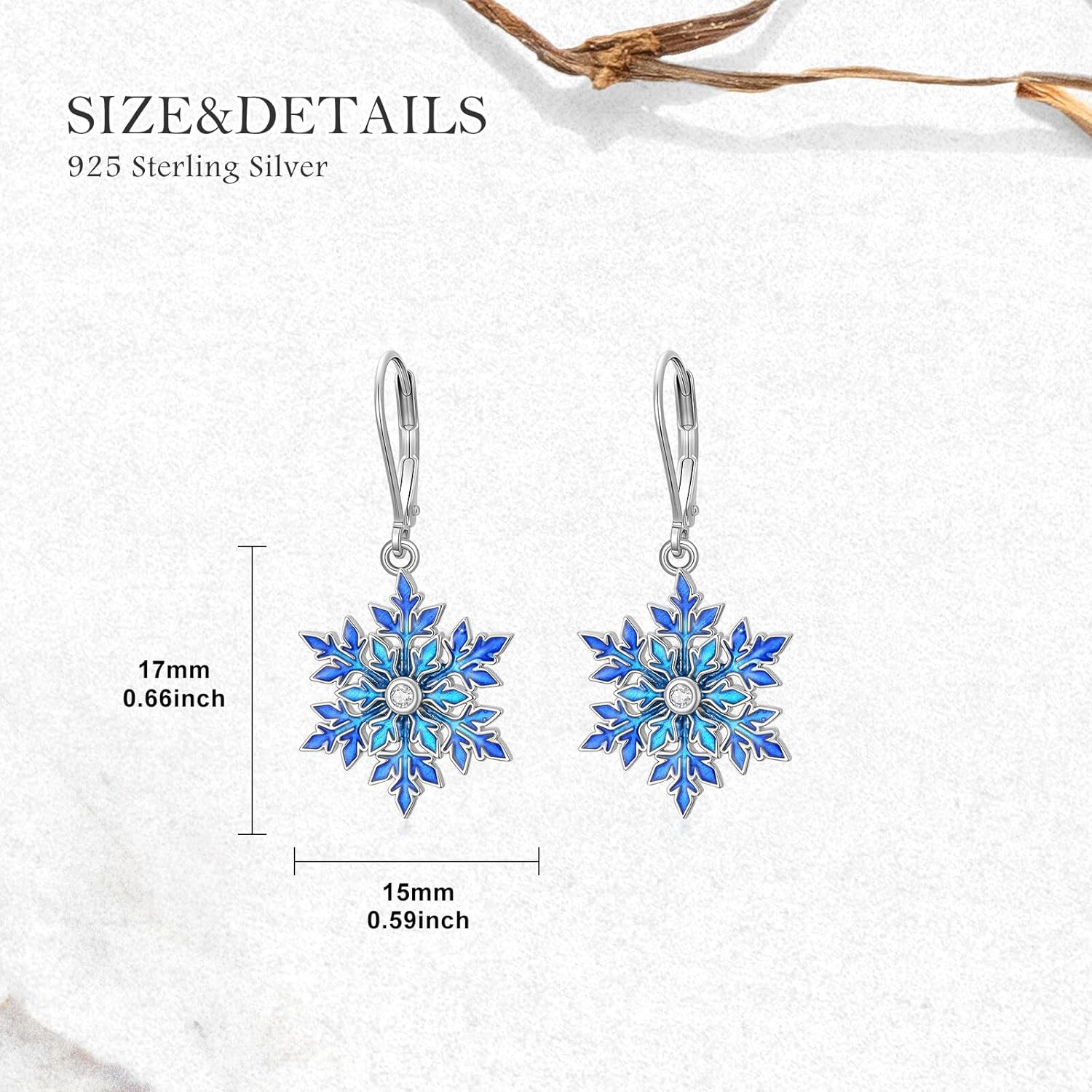 Diamond Snowflake Earrings for Women 925 Sterling Silver Snowflake Flower Earrings Studs with Lab Grown Diamond Christmas Jewelry Gift for Birthday - Image 5