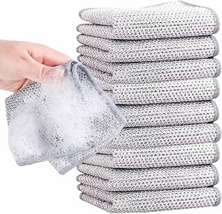 10 Pcs Upgrade Multipurpose Wire Dishcloth, No Scratches and No Odor - Dry and Wet Dual-Use, Powerful Cleaning Non-Scratch Wire Dishcloth Rag for Cookware, Stove Tops, Sinks, Dishes