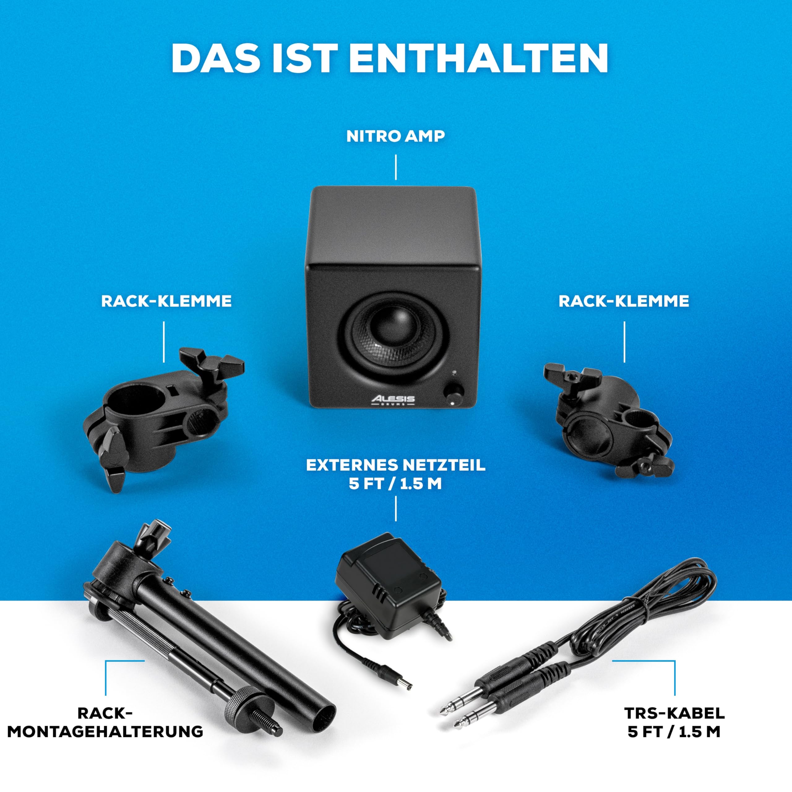 Alesis Nitro Amp 70W 3" Compact E-Drum Monitor Speaker Rack-Montage