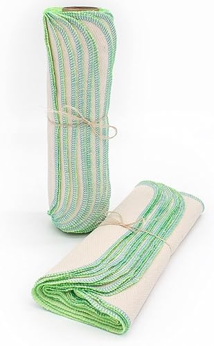 Turquoise and Lime two tone undyed natural Paperless towels - 1 dozen