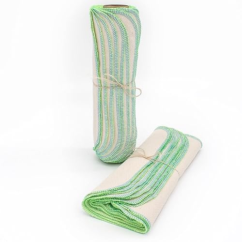 Turquoise and Lime two tone undyed natural Paperless towels - 1 dozen