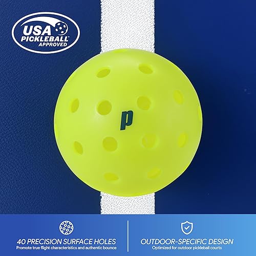 Miniatura 2 de Prince - Juego de pickleball para 6 jugadores con paletas, pelotas de pickleball diseñadas con precisión con patrón de 40 agujeros, ideal para