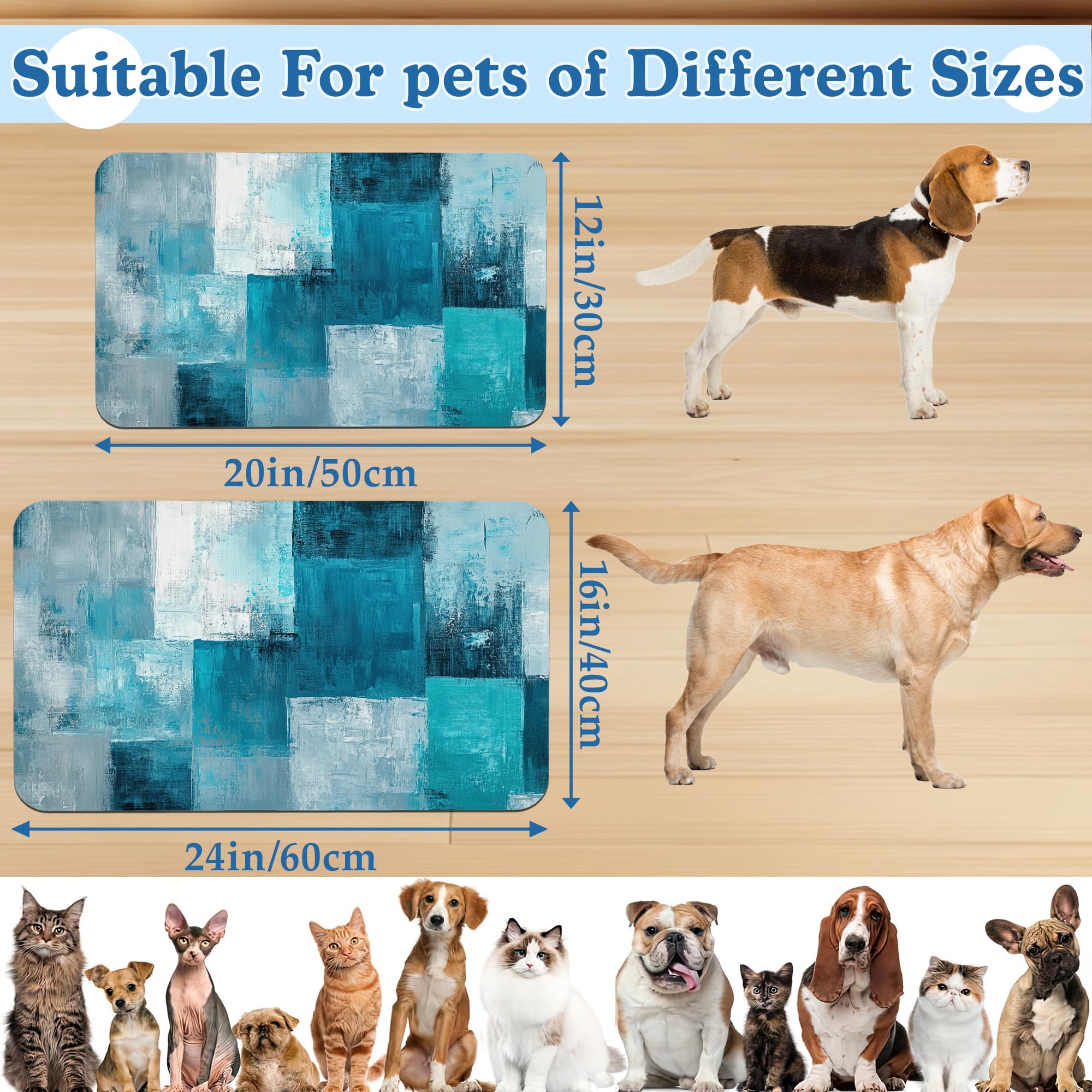 Tapis de nourriture pour chien et chat - Tapis de table absorbant et imperméable pour gamelles d'eau et de nourriture - Dos en caoutchouc antidérapant - Tapis d'alimentation pour sols propres - 30,5 x