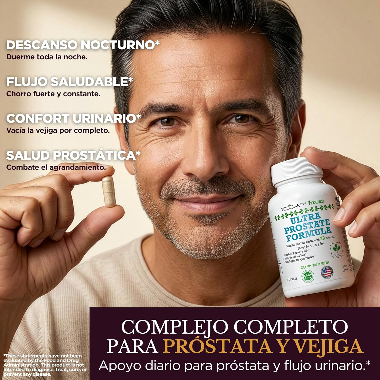 TODICAMP Prostate Support Supplement Formula with Saw Palmetto Extract and Bladder Control Complex - 30 Day Supply