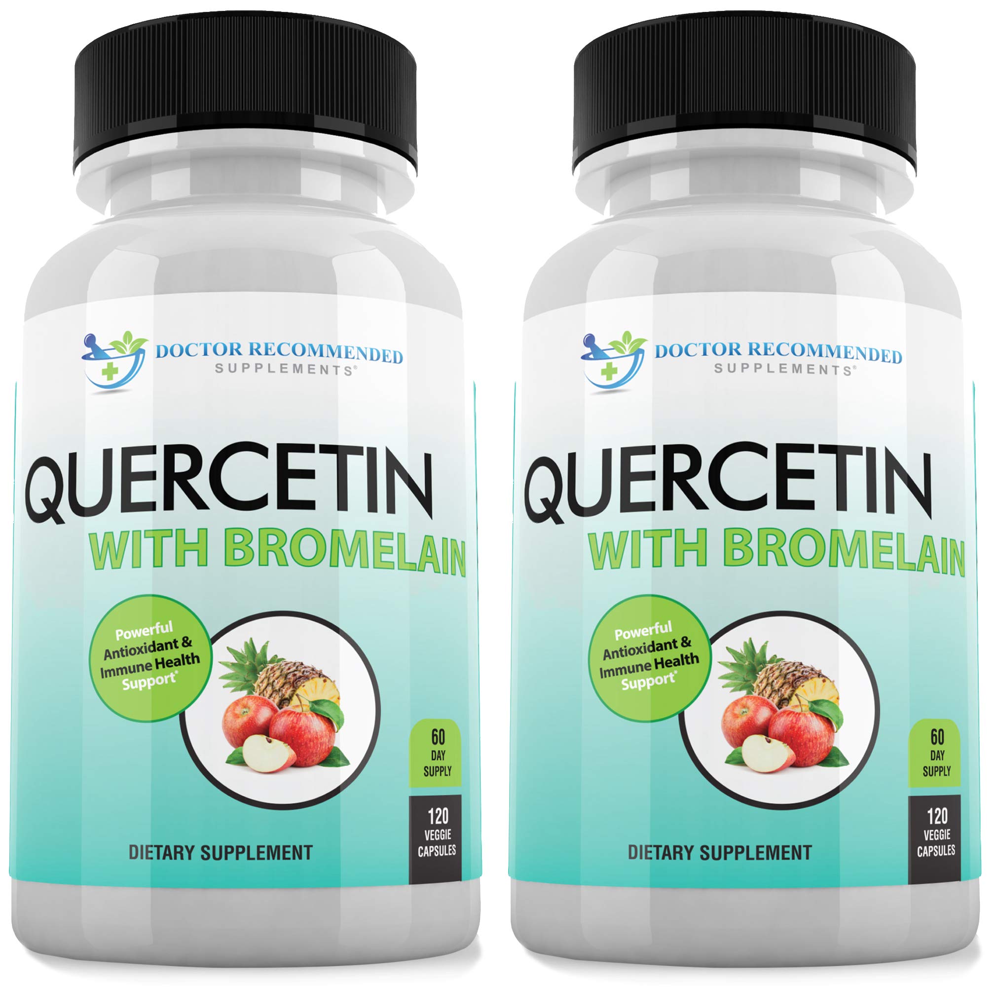 DOCTOR RECOMMENDED SUPPLEMENTS Quercetin 800mg w/Bromelain 165mg Per Serving- 120 Veggie Capsules-Full 60 Day Supply, Vitamin Supplement & Bioflavonoids, Gluten Free, Non-GMO (Pack of 2)