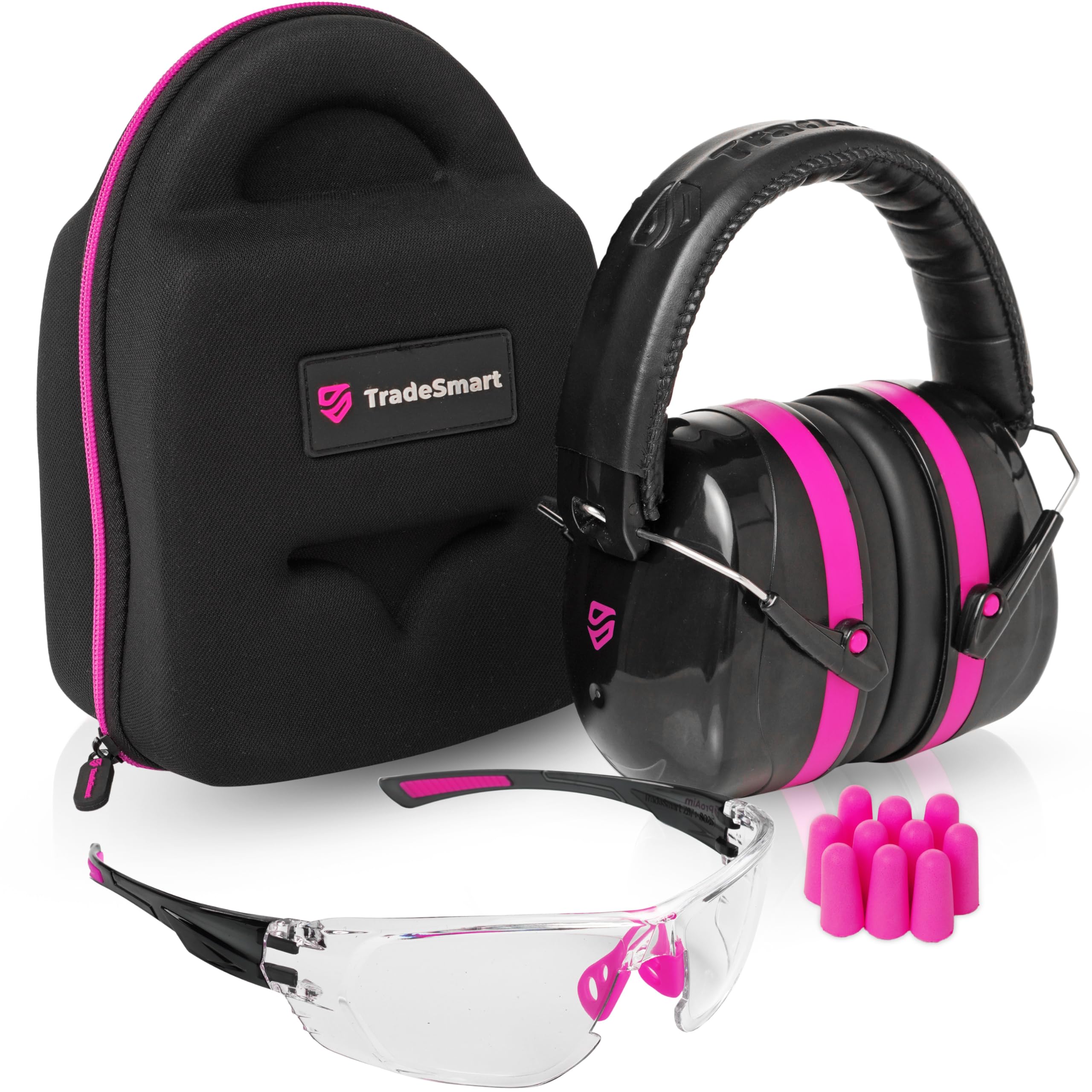 TradeSmart All-in-One Shooting Ear Protection - Comfort+ NRR 28 Earmuffs, Glasses & Earplugs + Carry Case